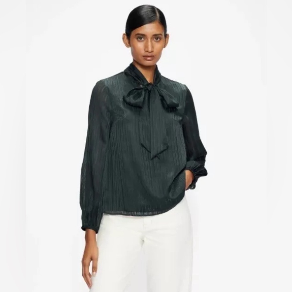 Ted Baker London Teaa Tie Neck Tonal Stripe Blouse